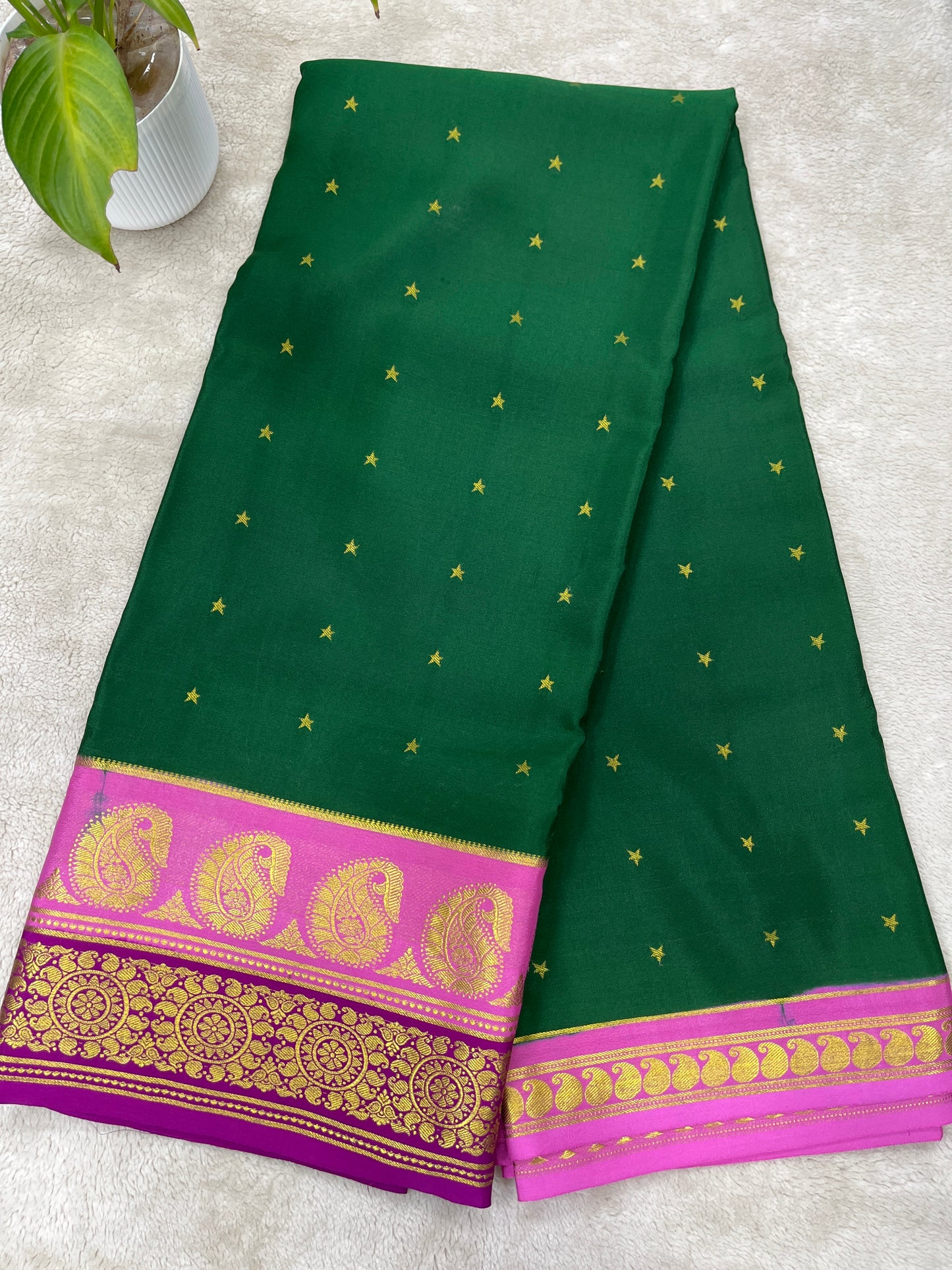 Pure crepe Mysore silk KSIC Mango(1101801)