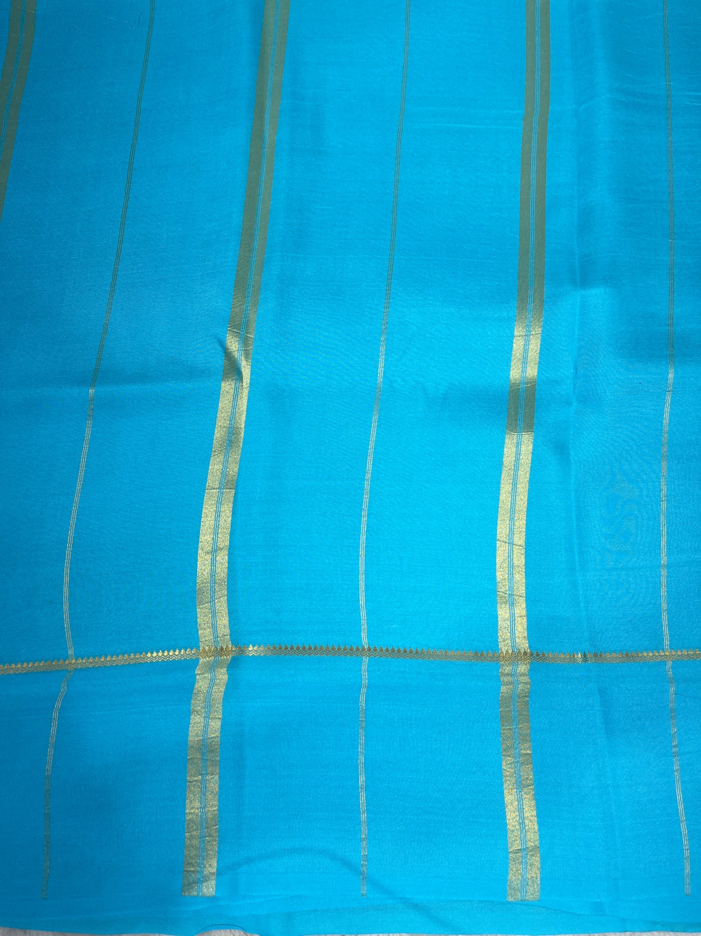 Pure Zari Mysore Silk Saree Bentex Border In Botle Green With Blue Contrast Color