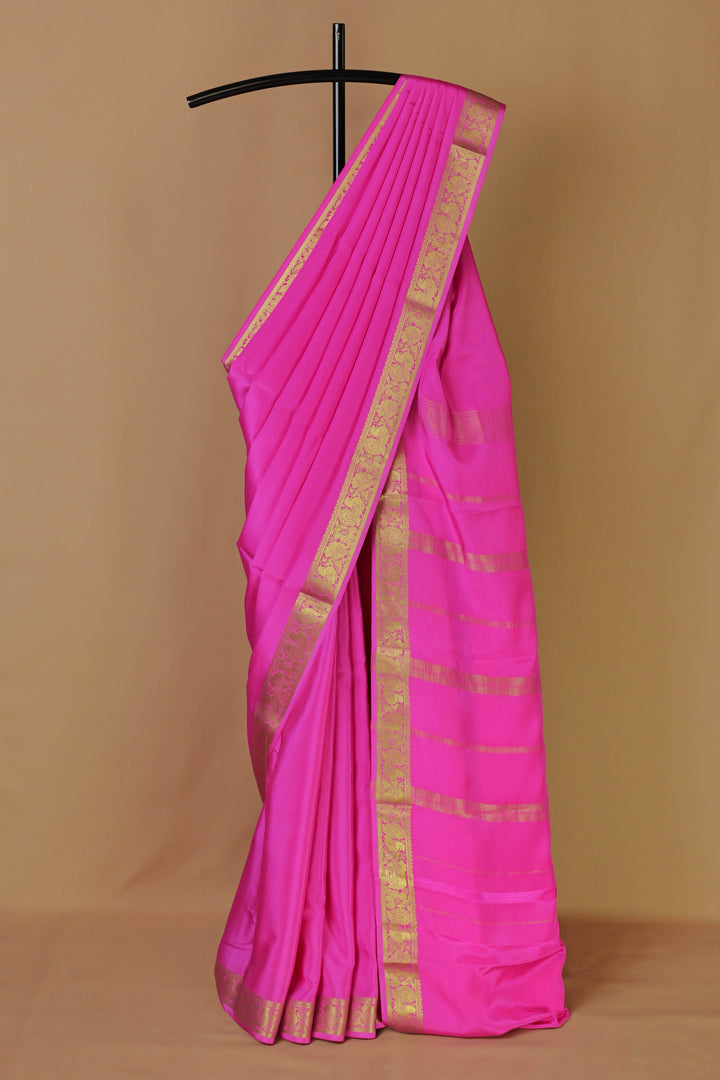 BABY PINK MYSORE SILK CREPE SAREES