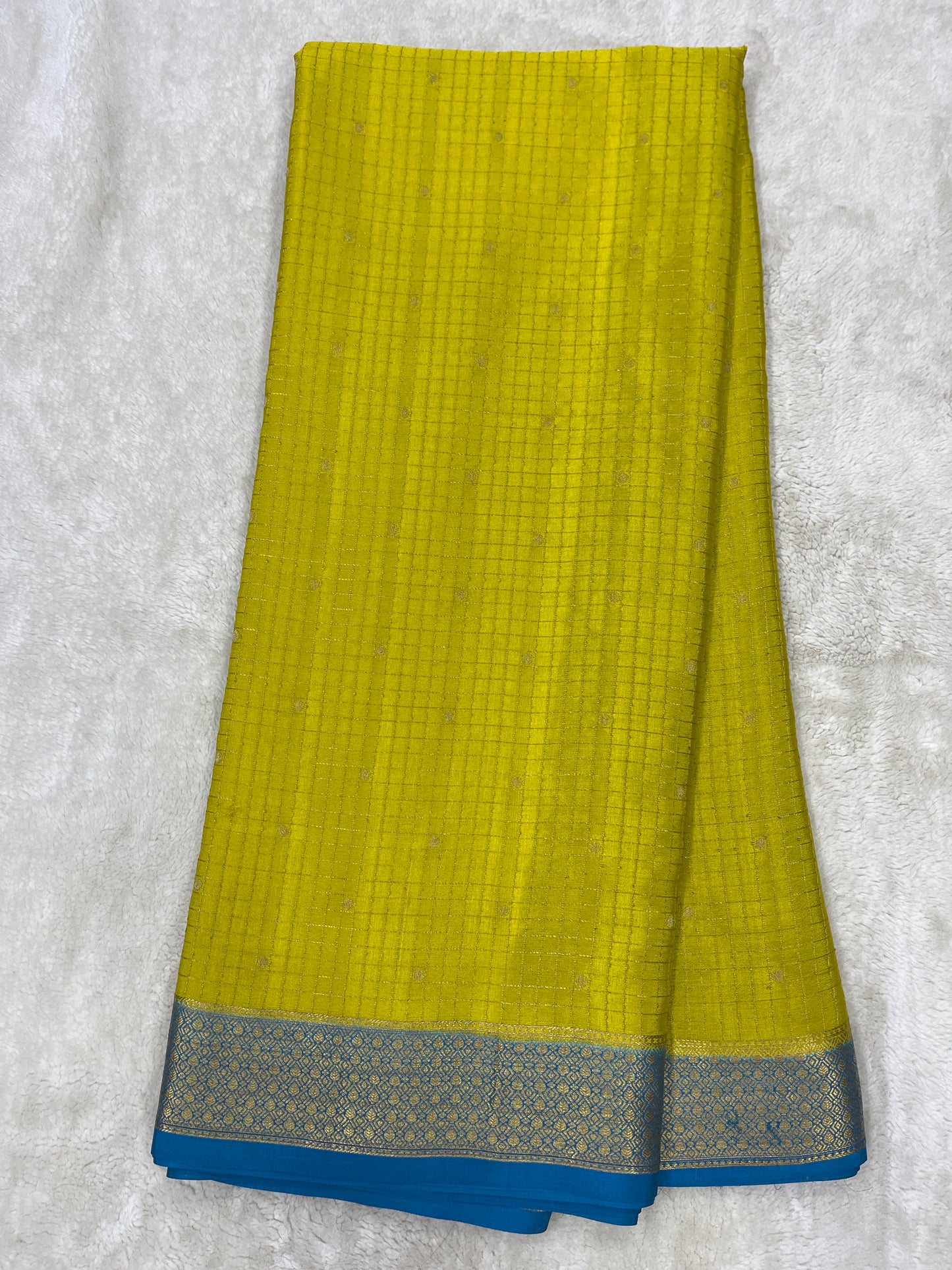 Pure Crepe Mysore Silk mungi checks butta  - 1145303