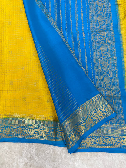 Pure Crepe Mysore Silk checks butta - 2637798