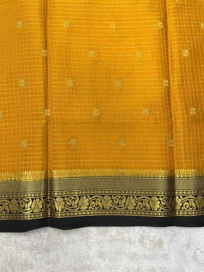 Pure Crepe Mysore Silk checks butta - 2637798