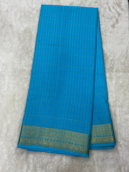 Pure Crepe Mysore Silk mungi checks butta  - 1145314