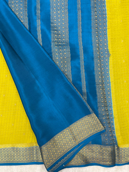 Pure Crepe Mysore Silk mungi checks butta  - 1145303
