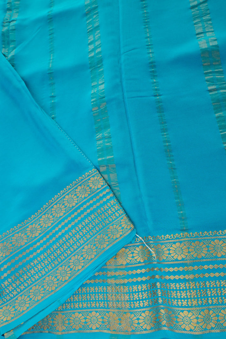 BLUE AND GOLD BORDER IN MYSORE SILK SAREES