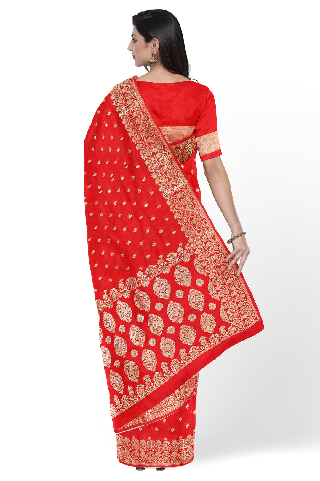 RED COLOUR BLENDED GEORGETTE SAREES BANARASI HANDLOOM SAREE