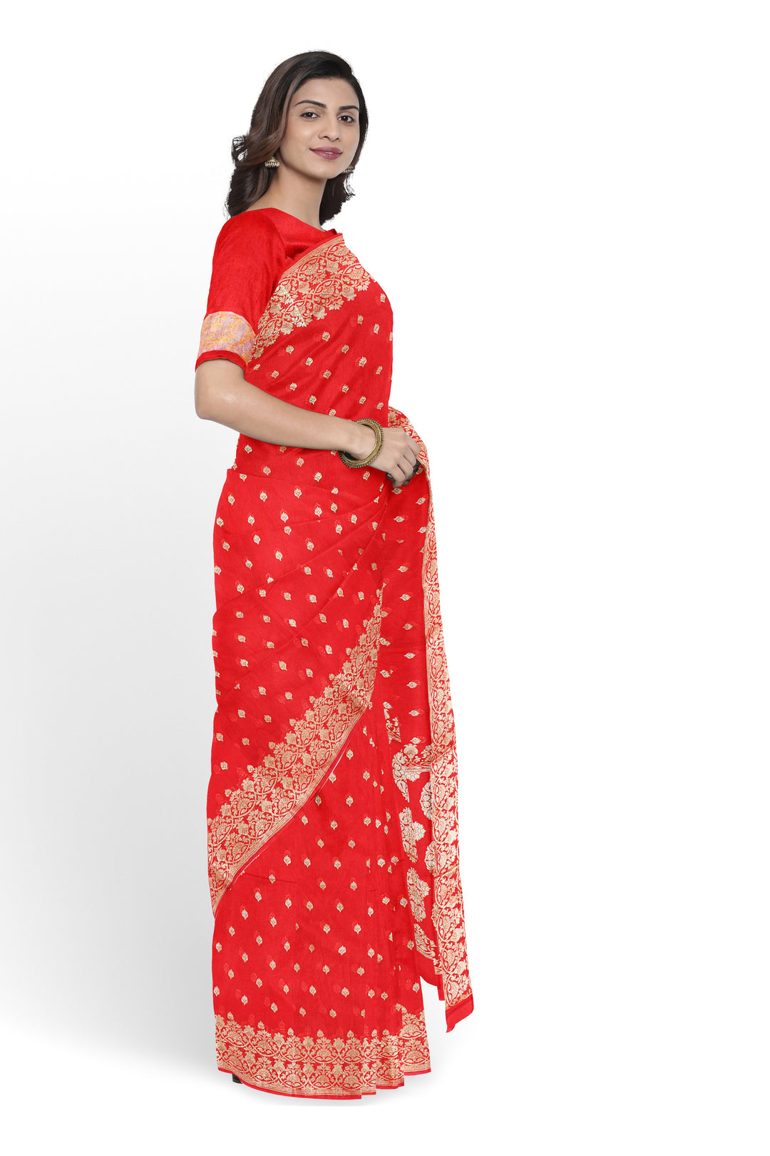 RED COLOUR BLENDED GEORGETTE SAREES BANARASI HANDLOOM SAREE