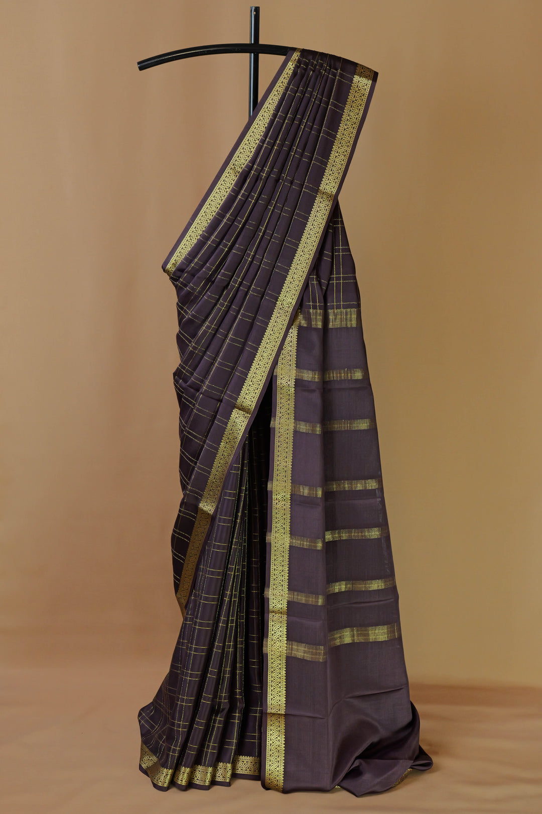 BROWN PURE MYSORE SILK SAREES