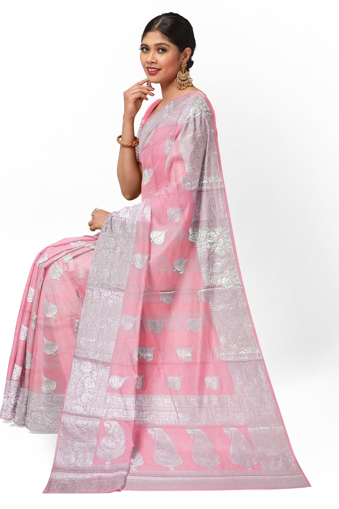 LIGHT PINK COLOUR BLENDED BANARASI HANDLOOM SAREE