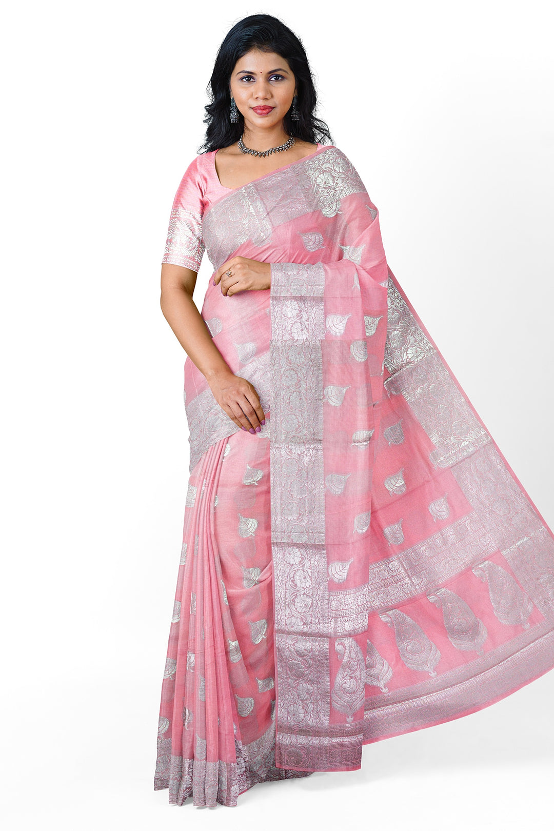 LIGHT PINK COLOUR BLENDED BANARASI HANDLOOM SAREE