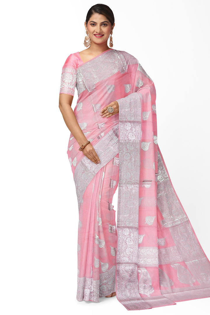 LIGHT PINK COLOUR BLENDED BANARASI HANDLOOM SAREE