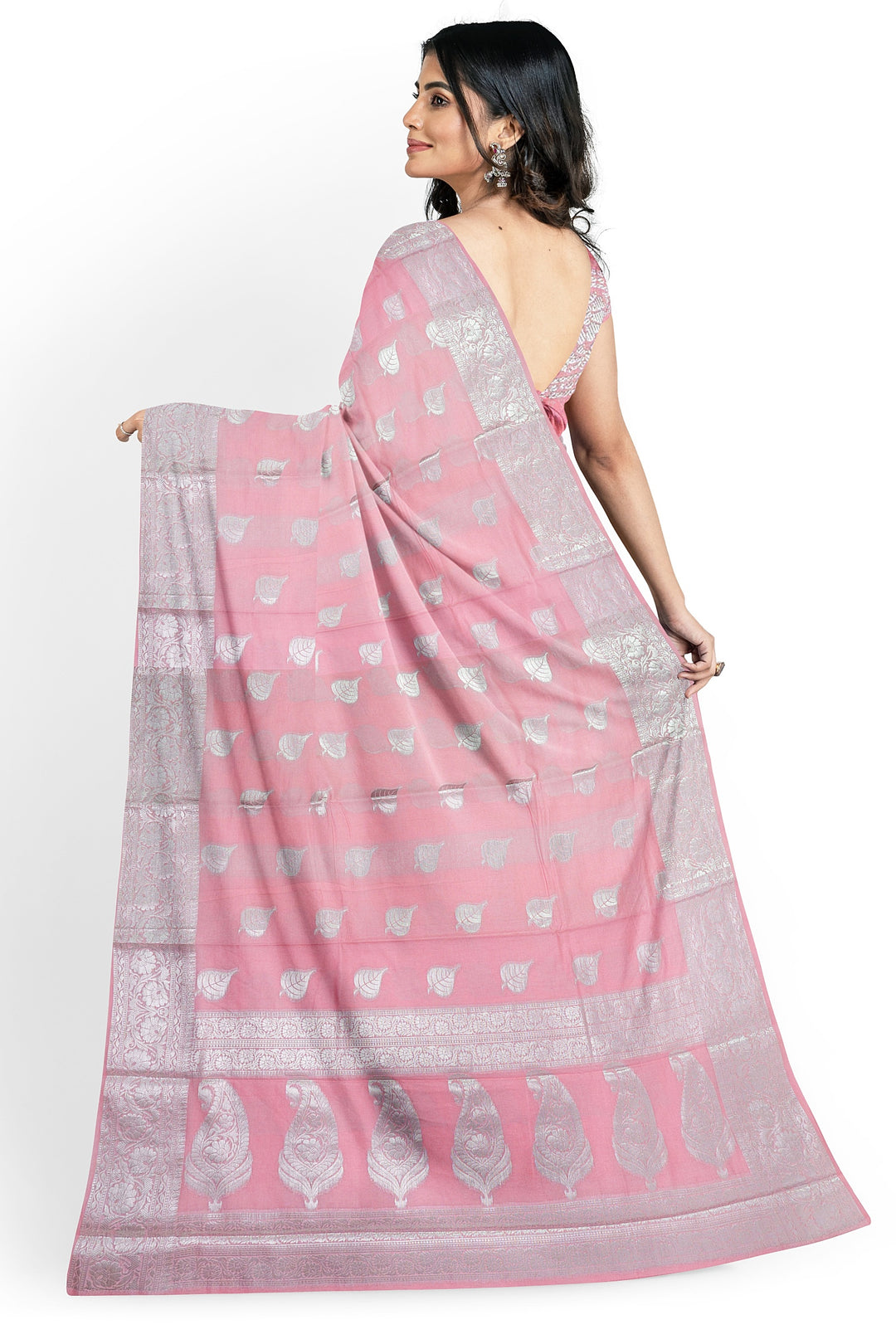 LIGHT PINK COLOUR BLENDED BANARASI HANDLOOM SAREE