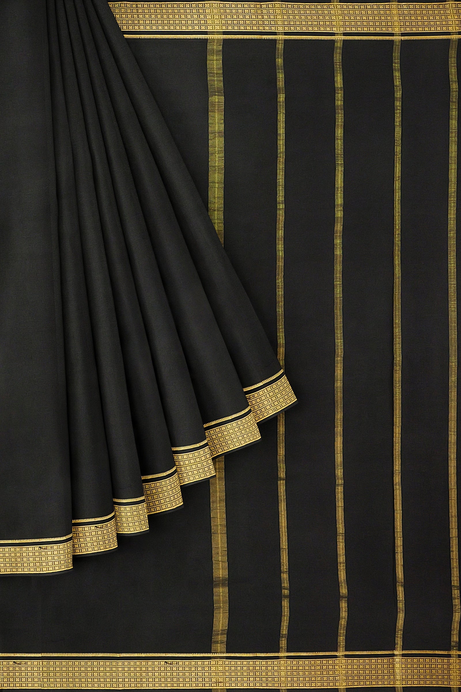 Buy Samyukta Singhania Black Mysore Pure Silk Saree With Running Blouse  Online | Aza Fashions