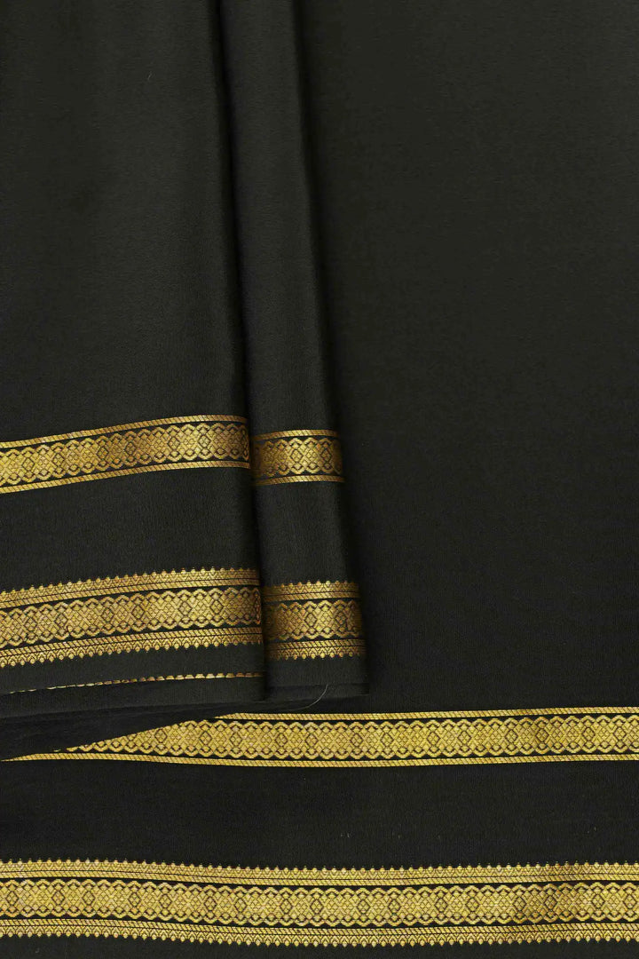 Black and gold Mysore Silk Saree with gold detailing