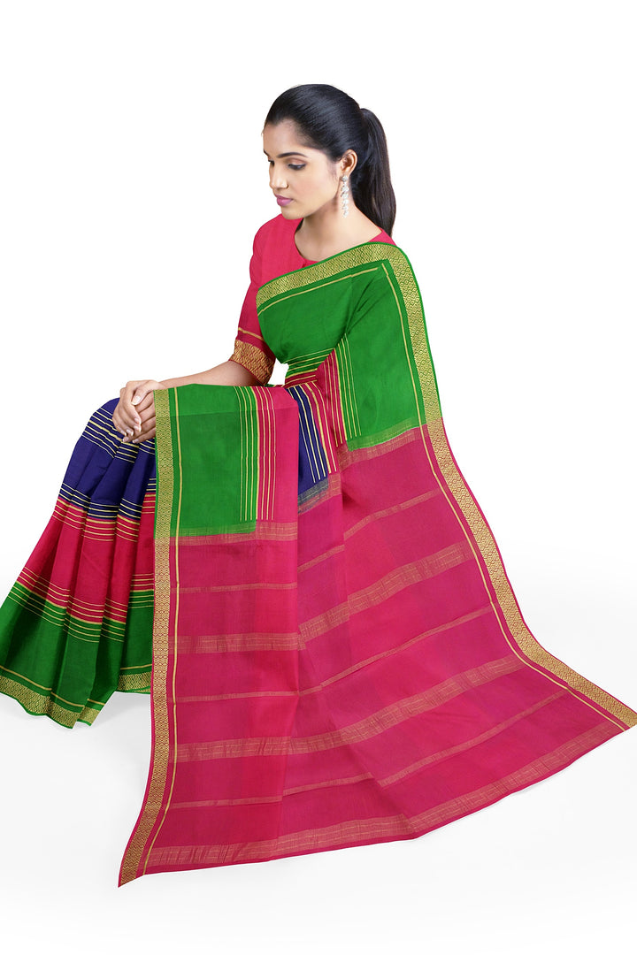 Royal Blue Pure Mysore Crepe Silk Saree | SILK MARK CERTIFIED