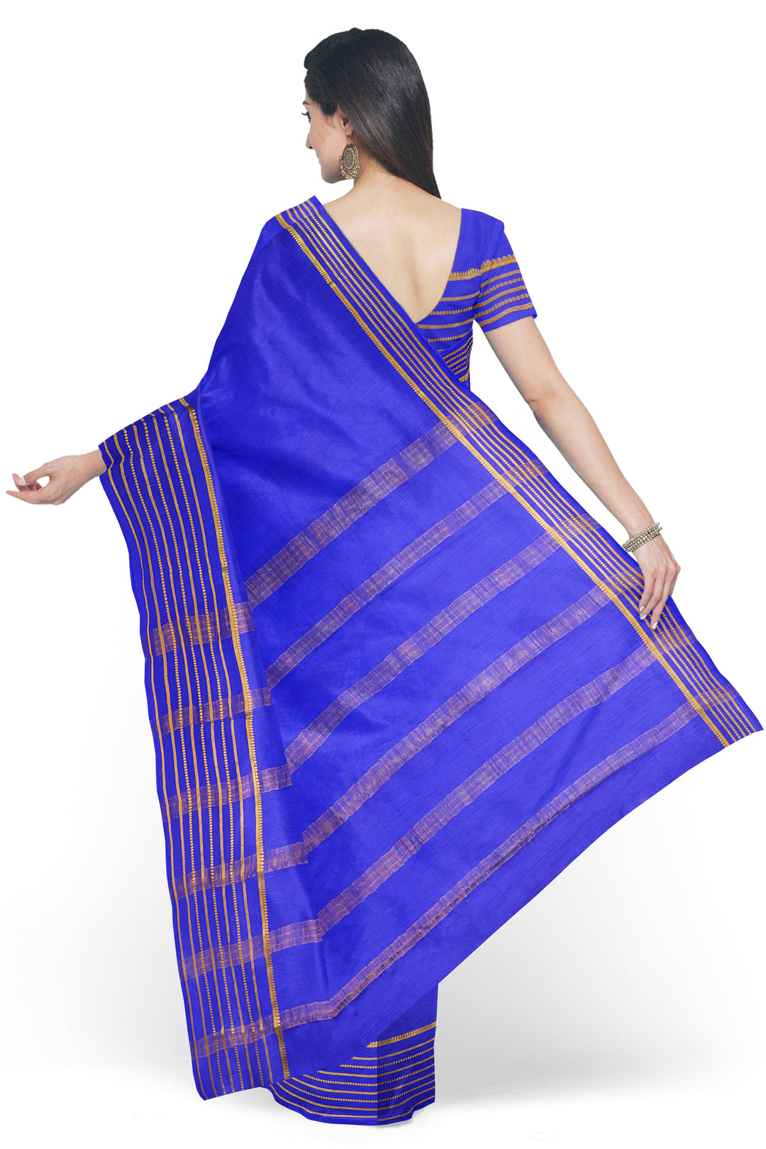 Blue Pure Mysore Crepe Silk Saree | SILK MARK CERTIFIED