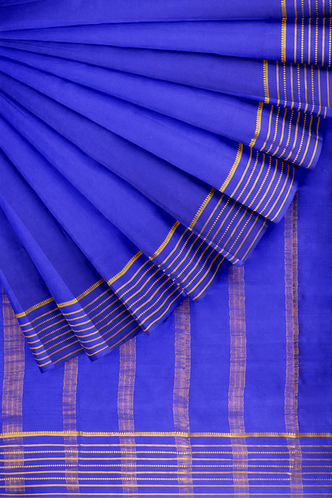 Blue Pure Mysore Crepe Silk Saree | SILK MARK CERTIFIED