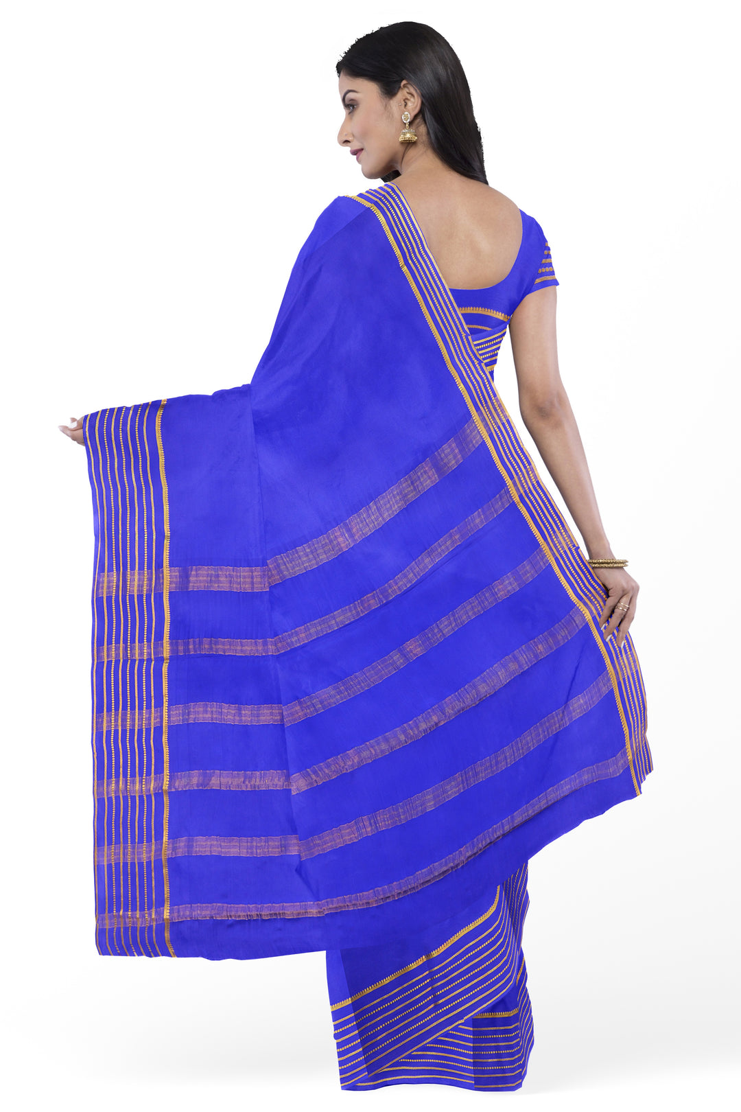 Blue Pure Mysore Crepe Silk Saree | SILK MARK CERTIFIED