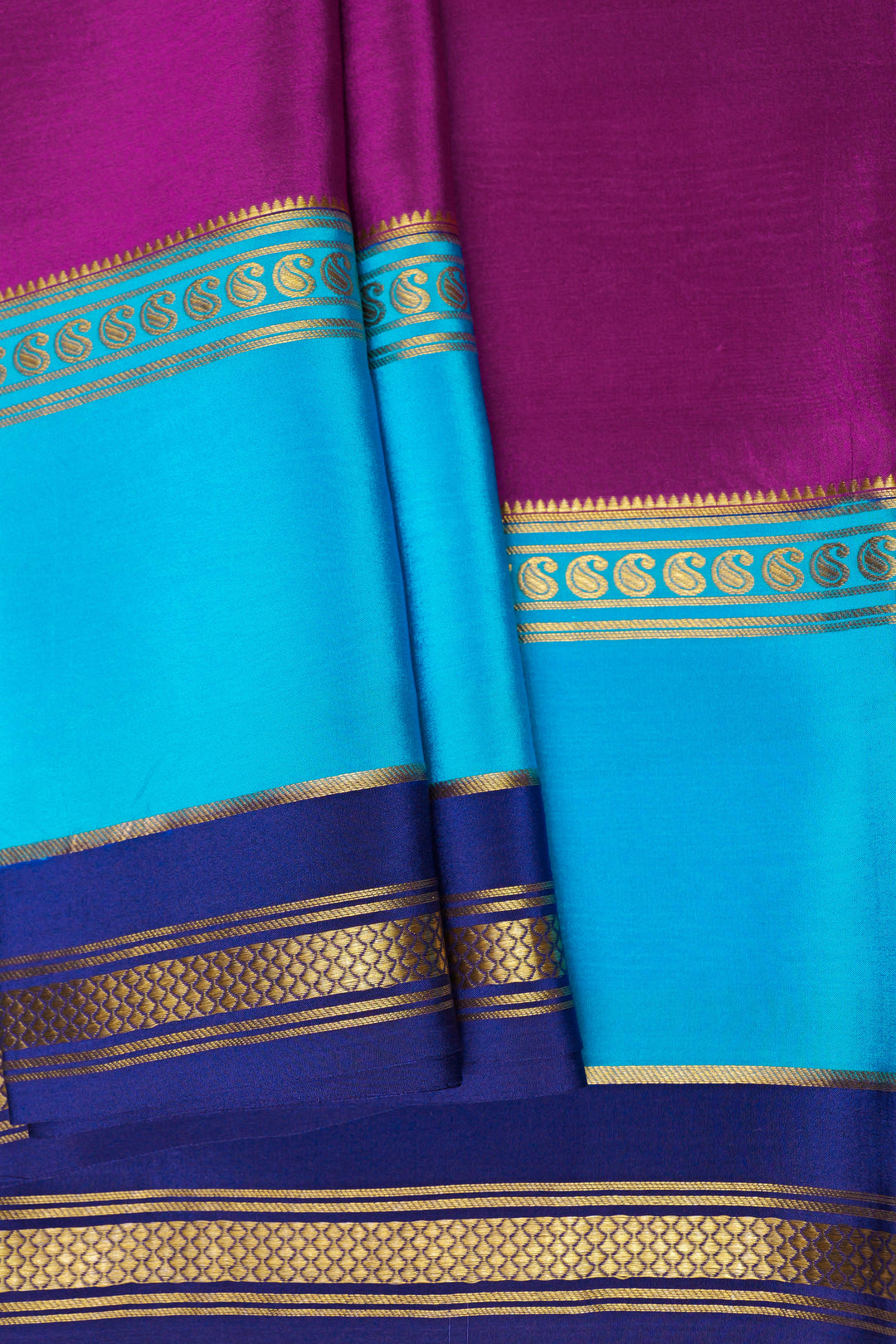 Blue Color Contrast Border mysore crepe silk sarees online