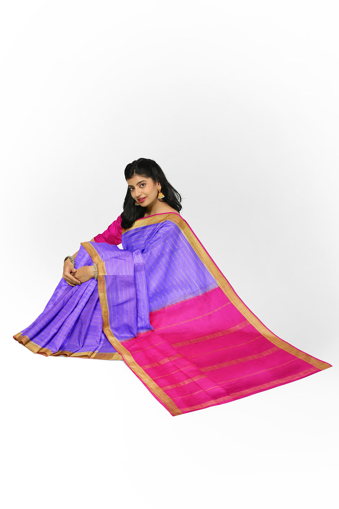 Lavender Pure Mysore Crepe Silk Saree | SILK MARK CERTIFIED