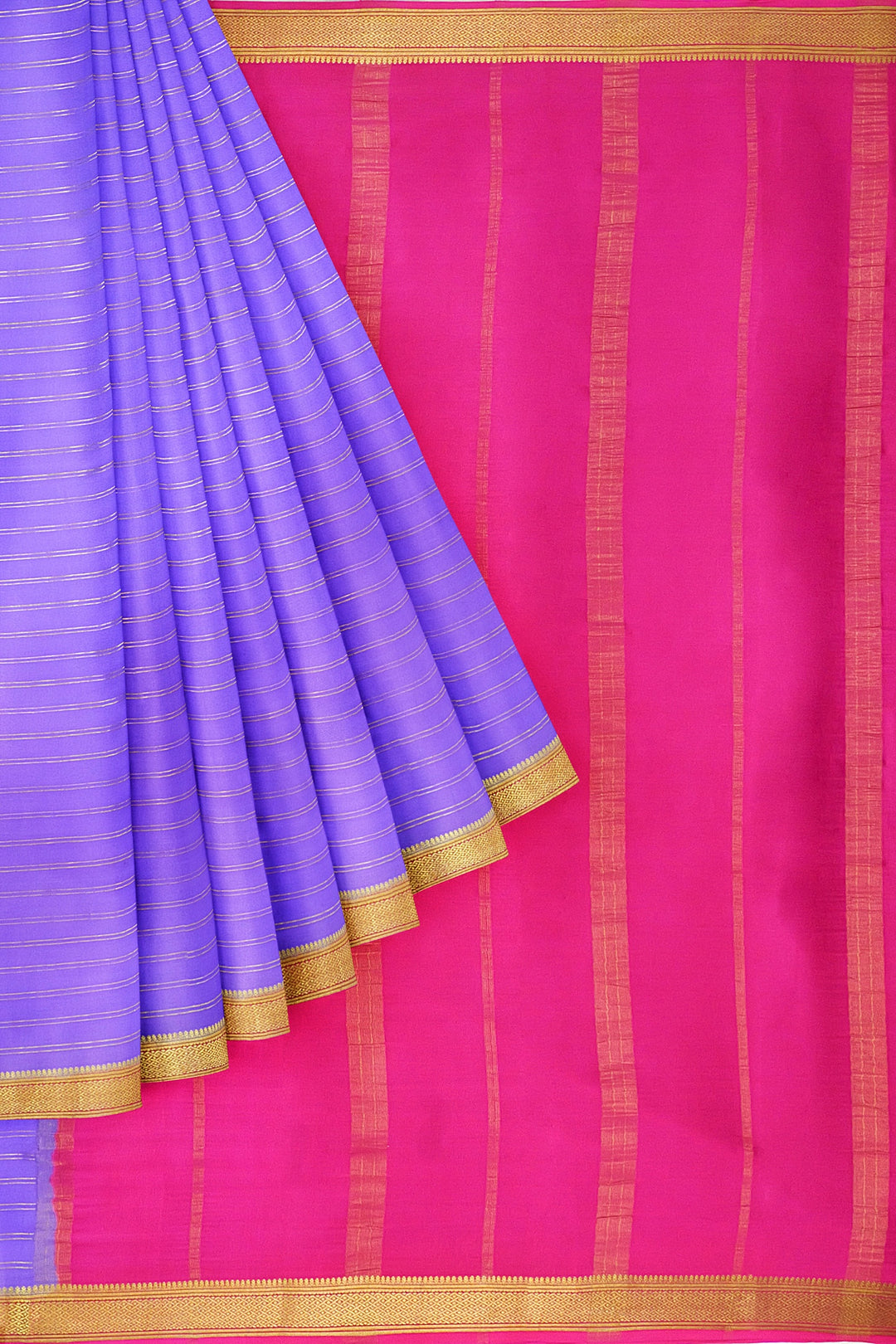 Lavender Pure Mysore Crepe Silk Saree | SILK MARK CERTIFIED