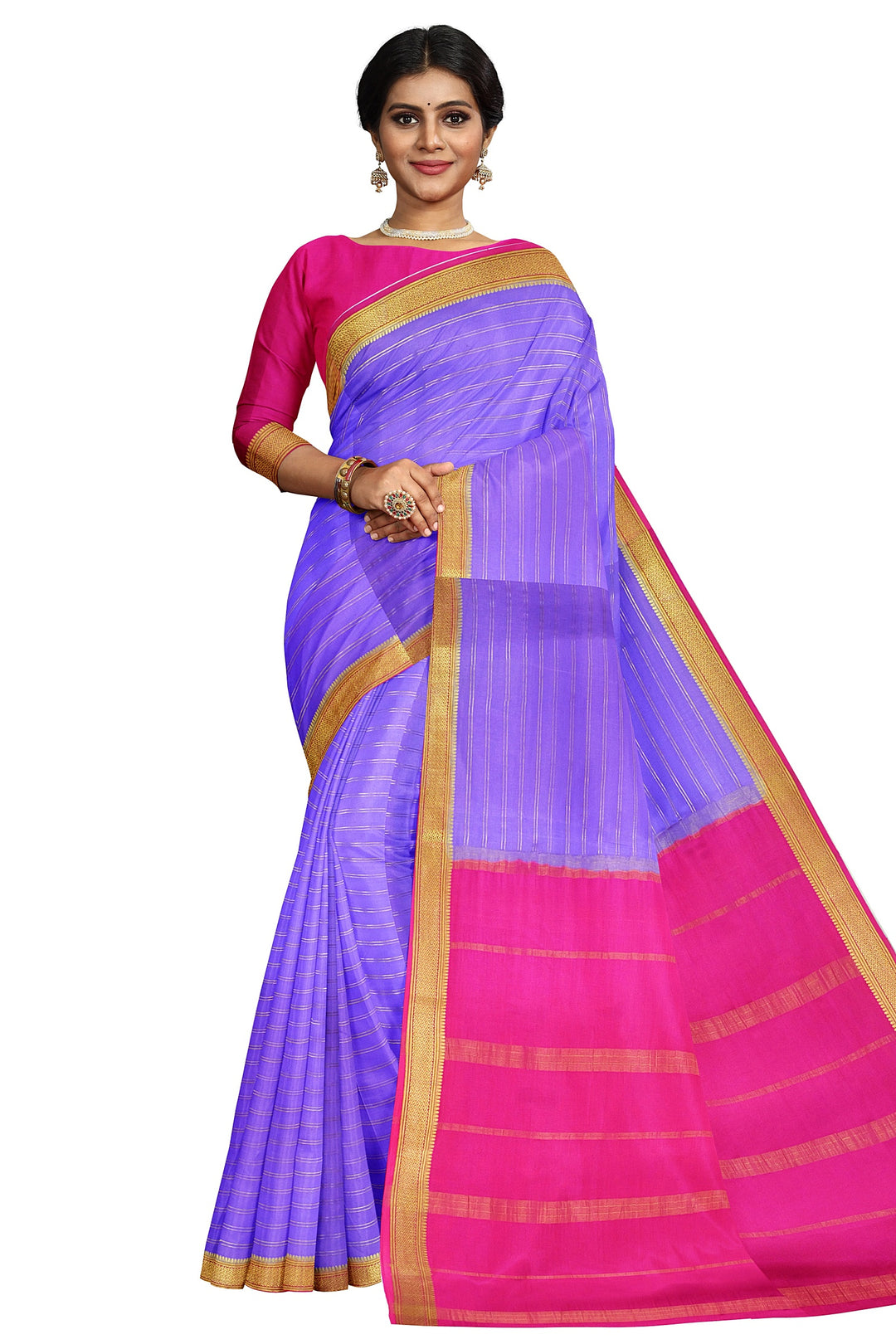 Lavender Pure Mysore Crepe Silk Saree | SILK MARK CERTIFIED