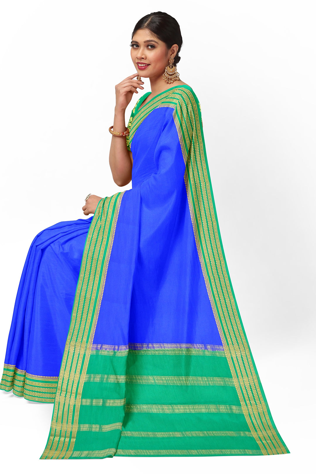 Blue Pure Mysore Crepe Silk  | SILK MARK CERTIFIED