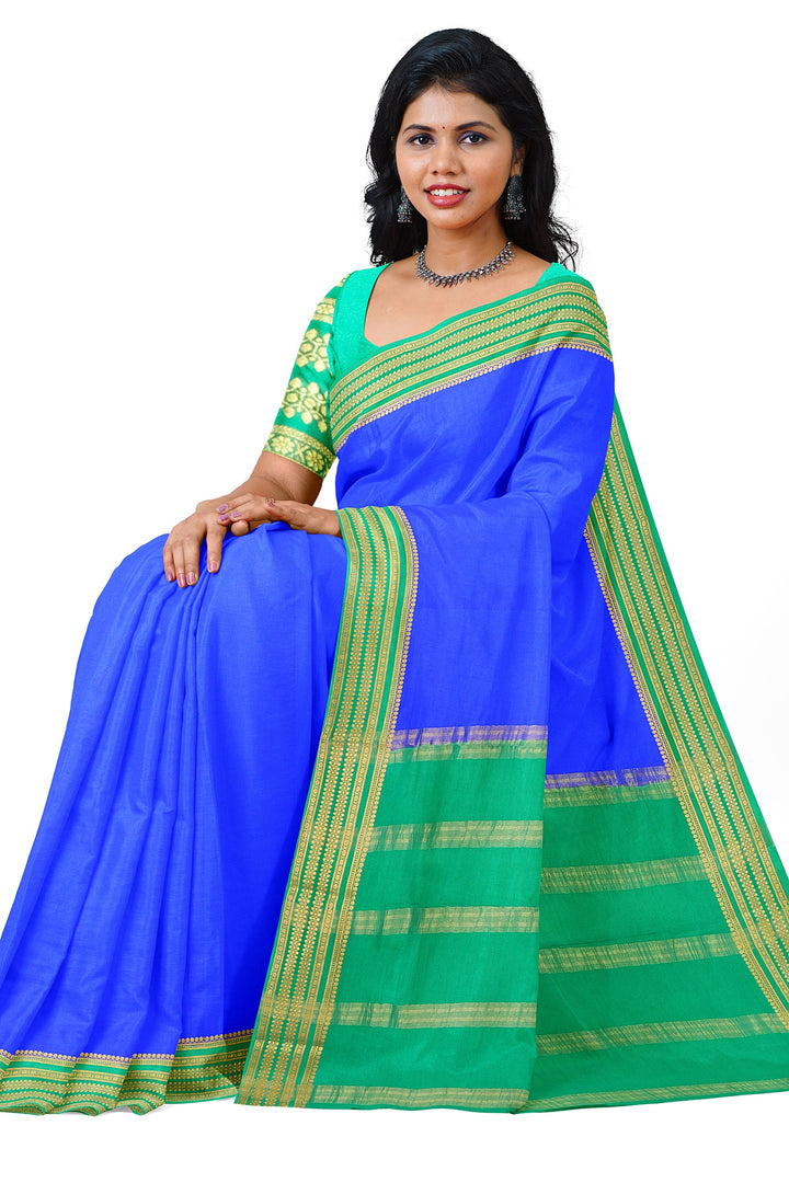 Blue Pure Mysore Crepe Silk  | SILK MARK CERTIFIED