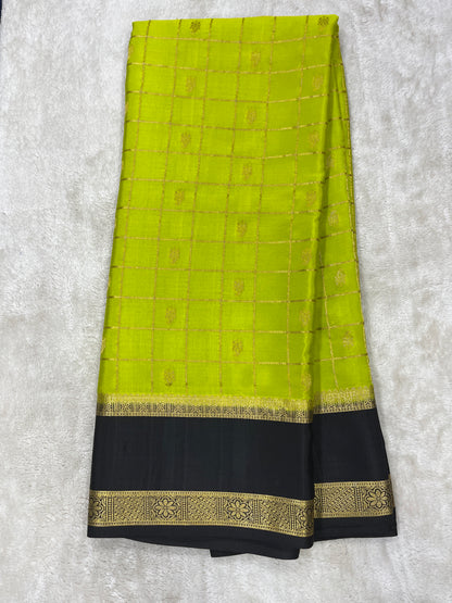 Pure Crepe Mysore Silk Bentex checks butta - 2637796