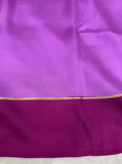 Pure Zari Mysore Silk Saree Bentex Border In Lavender With Dark Pink Contrast Color