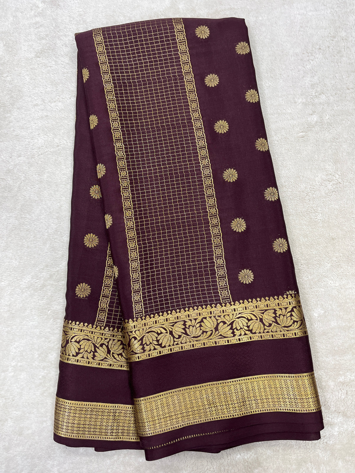 Pure crepe Mysore silk saree 12105001 (120gsm)