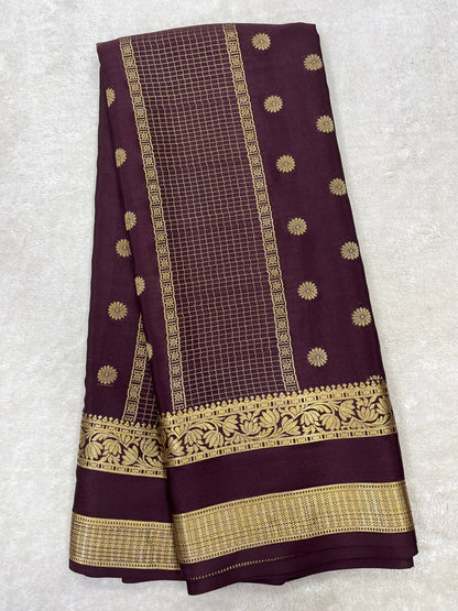 Pure crepe Mysore silk saree 12105001 (120gsm)