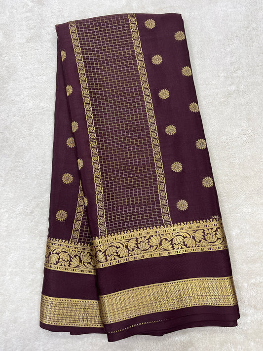 Pure crepe Mysore silk saree 12105001 (120gsm)