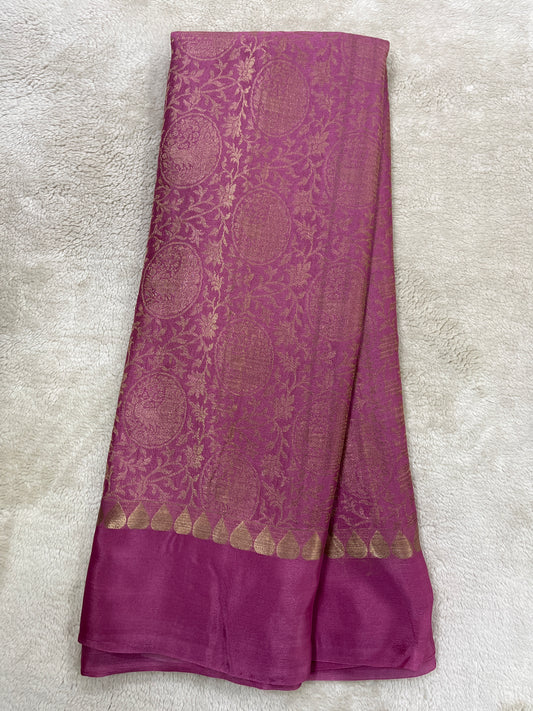 Pure crepe magenta Purple Mysore silk 1111802(80 GSM)