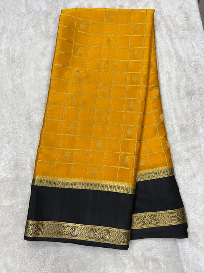 Pure Crepe Mysore Silk Bentex checks butta - 2637796