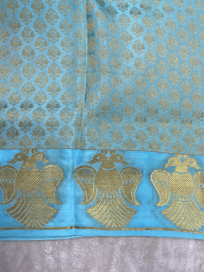 Pure Crepe Mysore Silk garuda border - 1549113