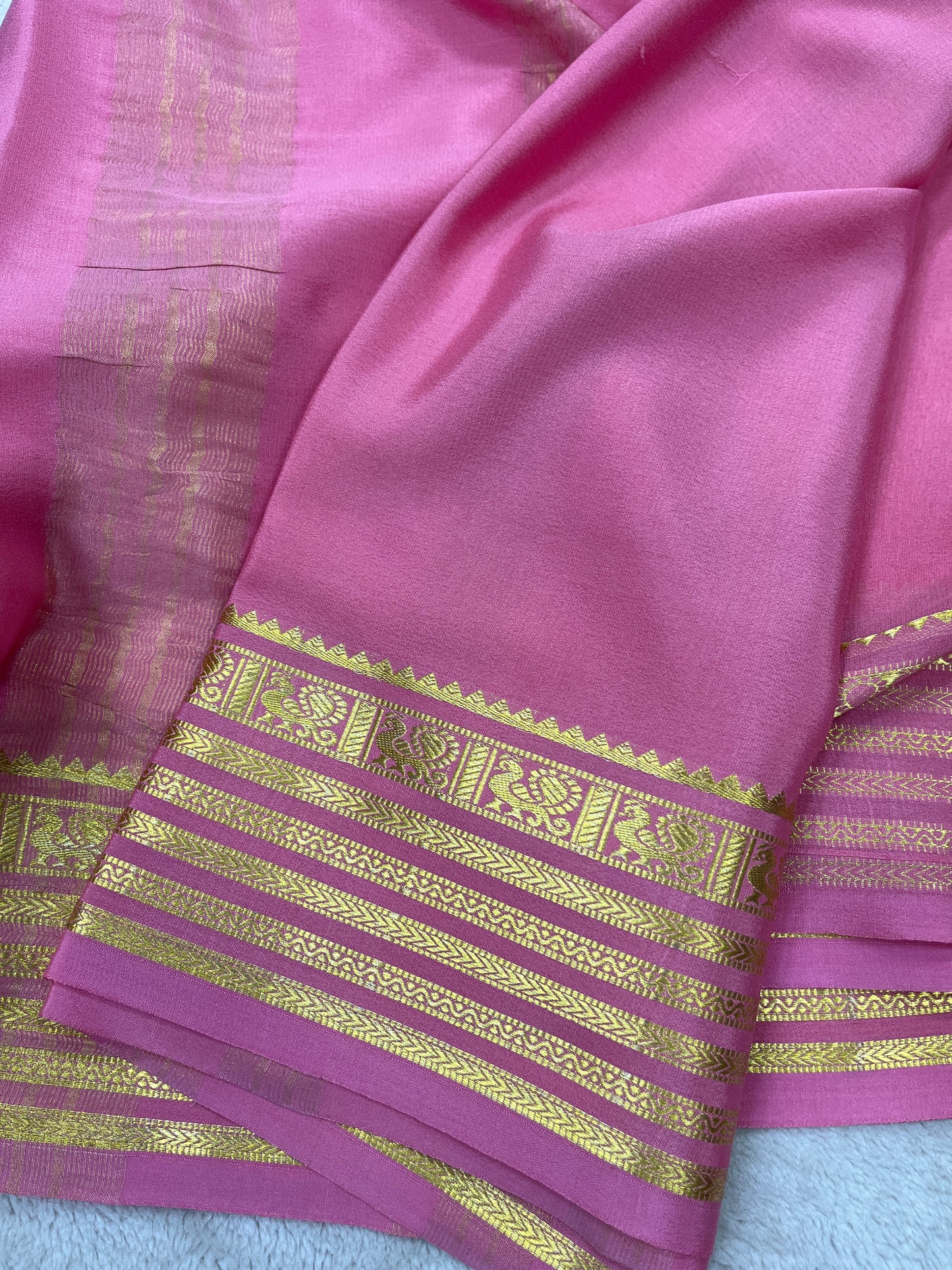 Pure crepe Mysore silk- Gatti Border & 9 By(1104001)