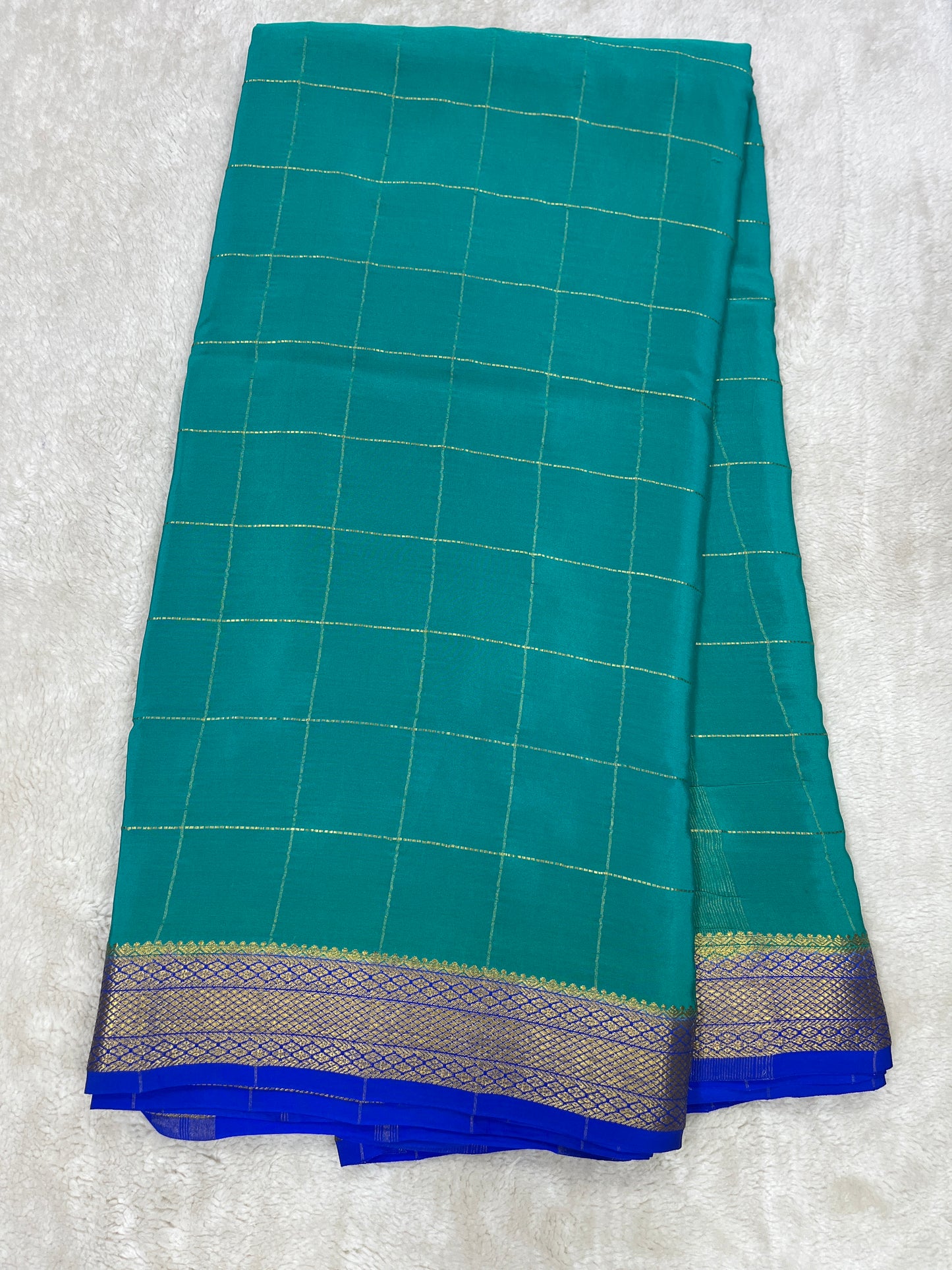 Sliver Based Mysore Silk Sarees in Checks Pattern