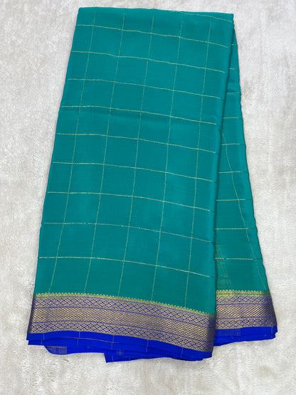 Sliver Based Mysore Silk Sarees in Checks Pattern