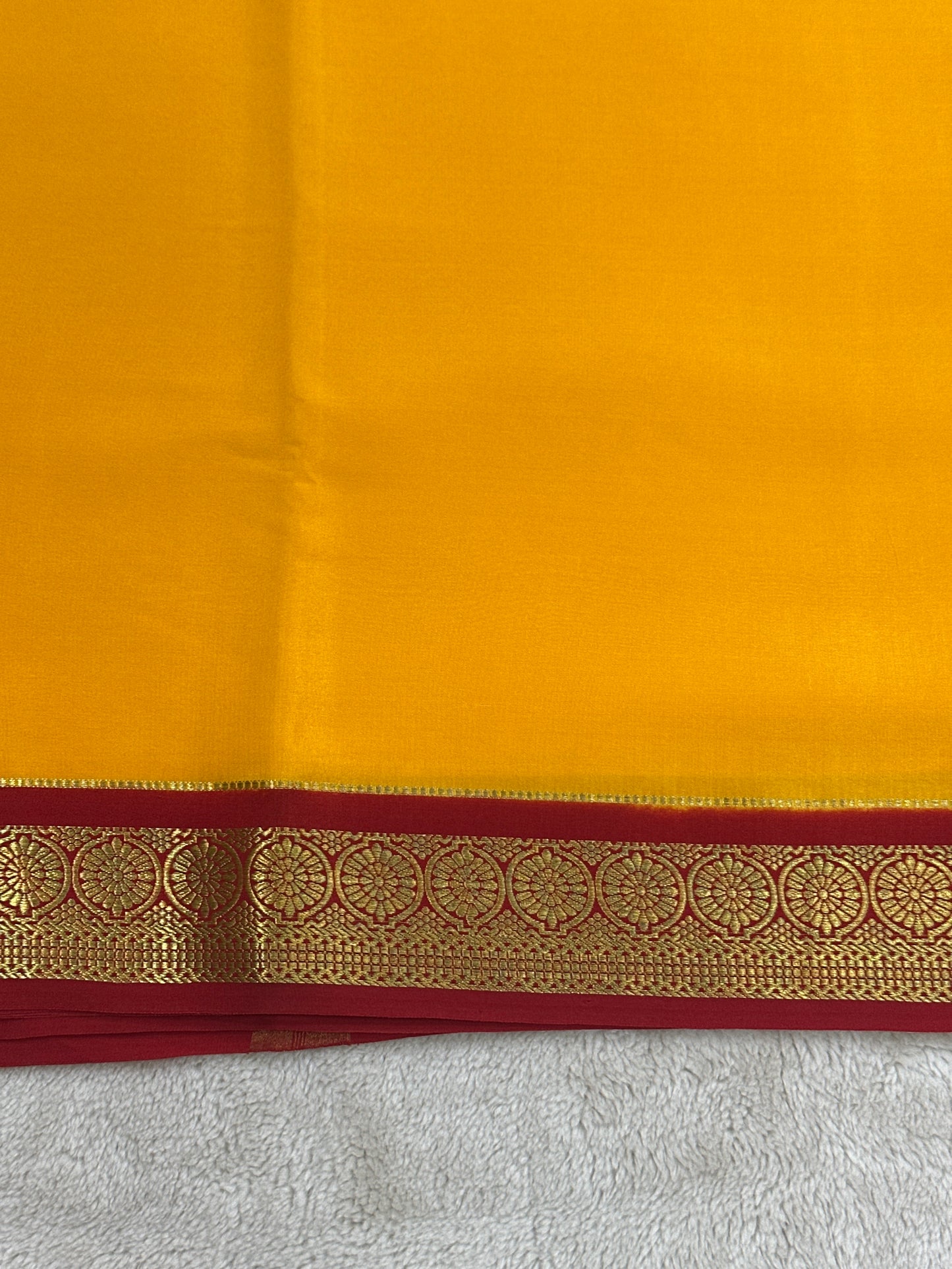 Silver Based Zari Pure Mysore Silk Saree in Rudraksh Border