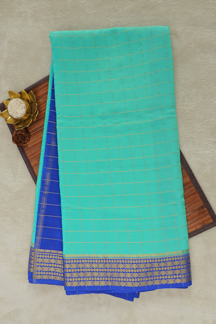 CONTRAST BLUE BLOUSE IN PURE MYSORE SILK SAREES