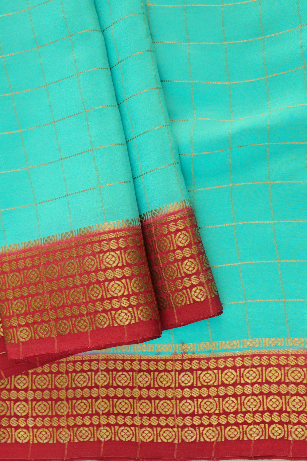 CONTRAST RED BORDER IN PURE MYSORE SILK SAREES