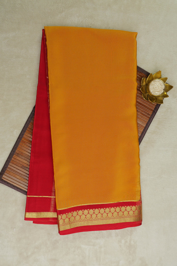 Contrast Red bordered yellow Mysore silk saree