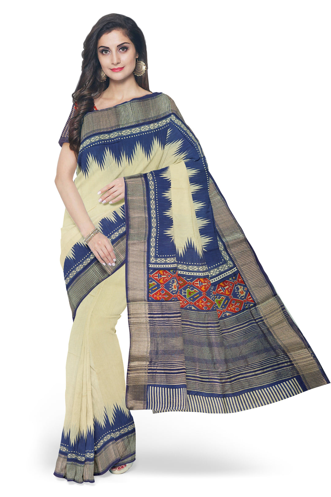 CREAM COLOUR BLENDED ASSAM SILK BANARASI HANDLOOM SAREE - ATHARVA