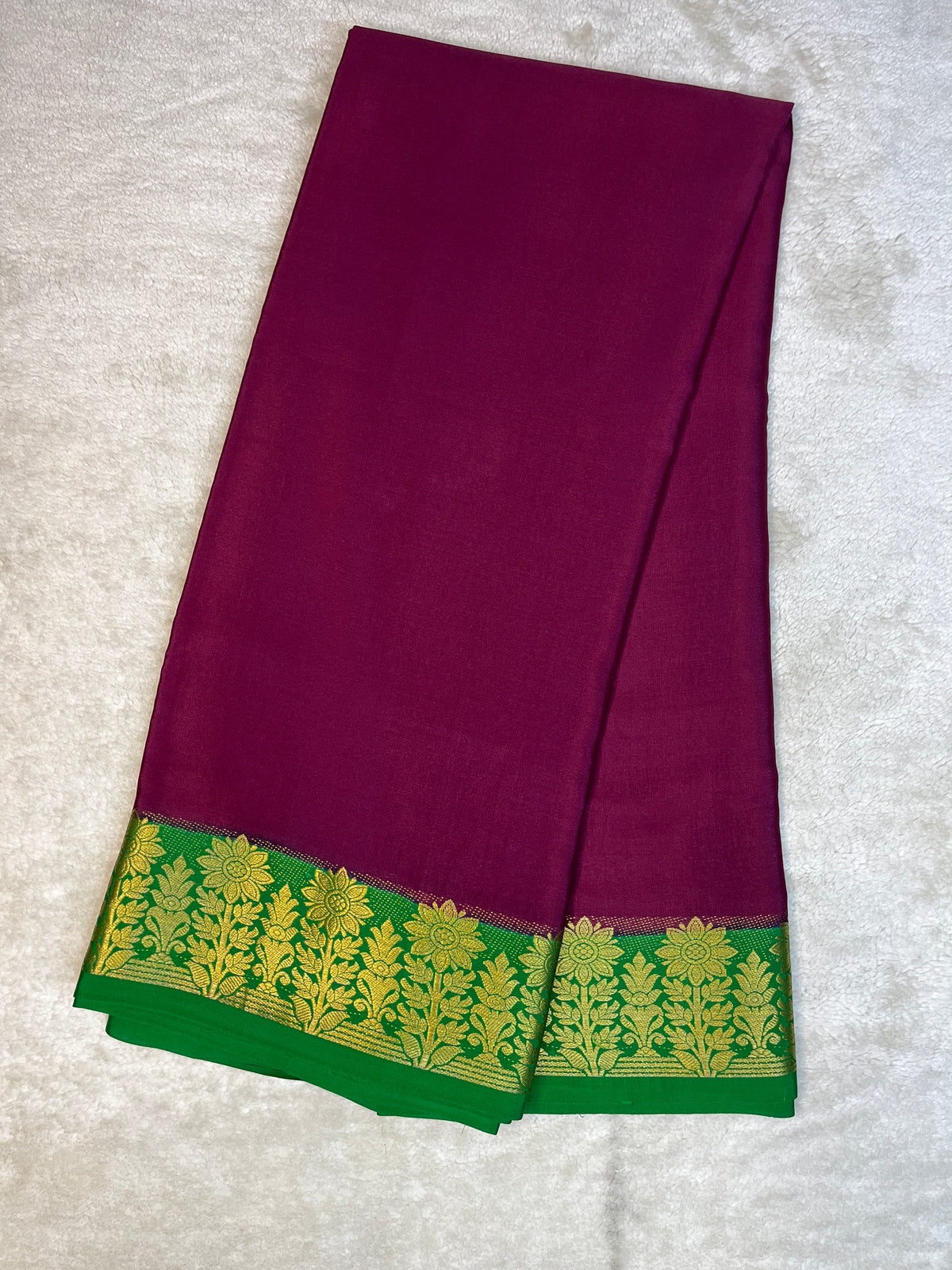 Pure Crepe Mysore Silk Saree-120 GSM(15112606)