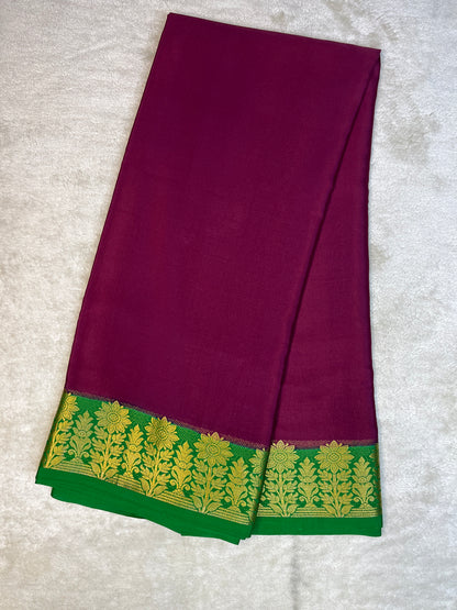 Pure Crepe Mysore Silk Saree-120 GSM(15112606)
