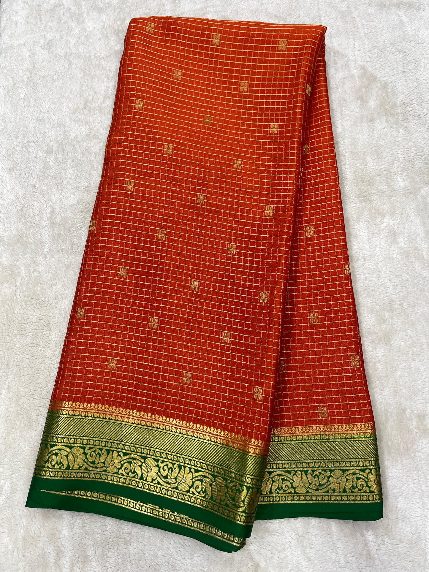 Pure Crepe Mysore Silk checks butta - 2637798
