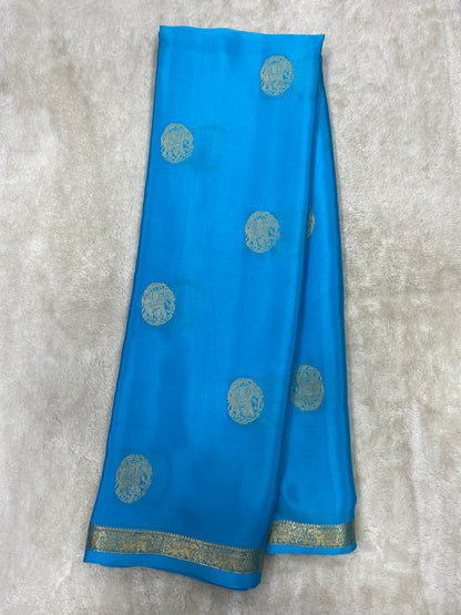 Pure Crepe Mysore Silk elephant buta- 1145307