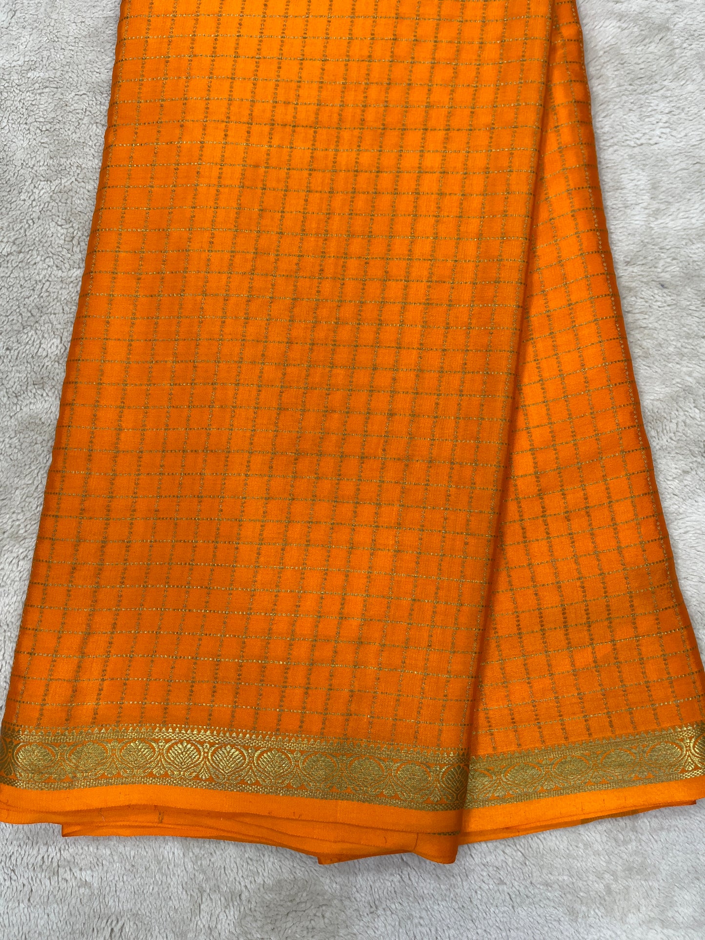 Pure crepe Mysore silk-Lotus Checks(1284606)