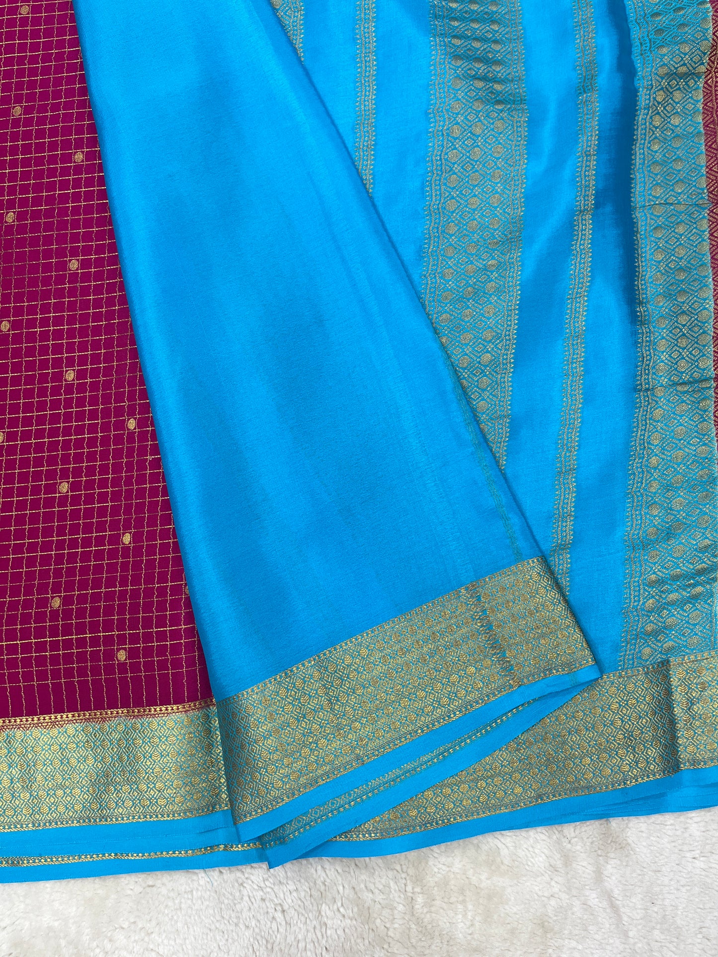 Pure Crepe Mysore Silk mungi checks Butta dt - 1145303
